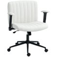 thumbnail image 1 of HOMCOM Criss Cross Chair with Arms, Wheels, Wide Office Chair, Cream White, 1 of 10