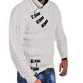thumbnail image 2 of Miluxas Men's Knitted Turtleneck Sweater Long Sleeve Slim Fit Designer Shawl Collar Pullover White, 2 of 6