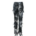 thumbnail image 4 of Lenpel Tassel Pants for Women Trendy Streetwear Tie Dye Flare Leg Trousers High Waisted Party Clubwear Pants, 4 of 4