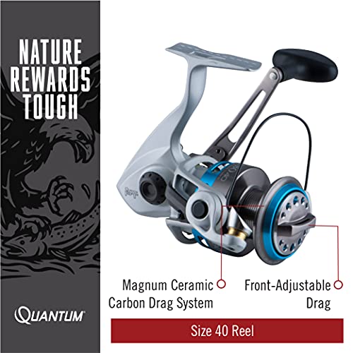 cabo 40 fishing reel Quantum Cabo Saltwater Spinning Fishing Reel, Size 40 Reel, Silver/Blue