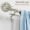 thumbnail image 6 of Double Curtain Rods 72-144 Inch - 1 Inch Heavy Duty Telescoping Window Curtain Rod Set in Brushed Nickel, Decorative Cage Finials for Living Room and Bedroom, 6 of 8