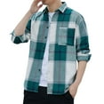 thumbnail image 1 of Camisas De Vestir Para Hombre 5xl Nueva camisa a cuadros para hombre de manga larga suelta para adolescentes (Green, L), 1 of 4