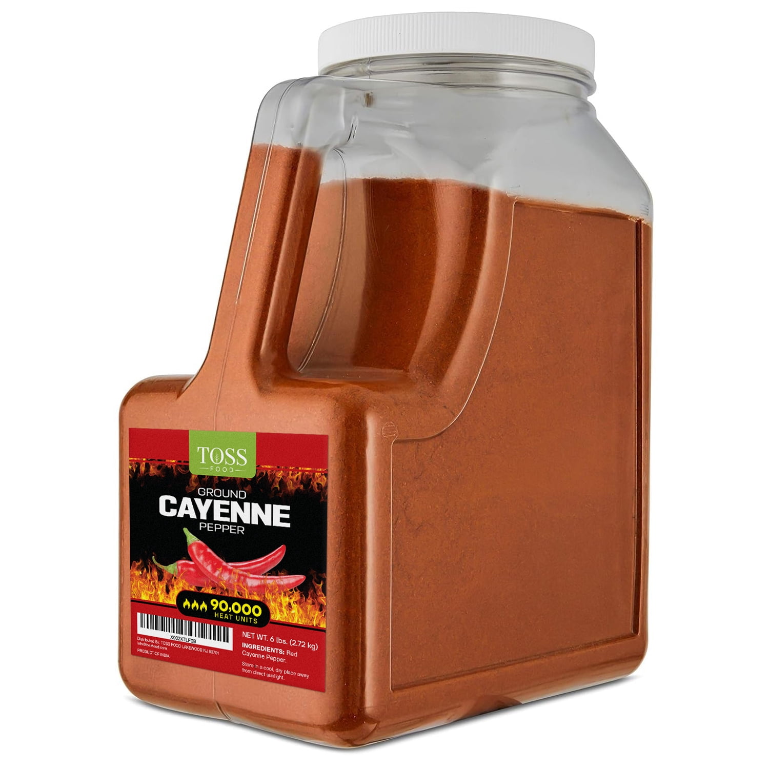 TOSS Extreme Hot Red Cayenne Pepper 90,000 Heat Units Pure and Natural - 6 lb Bulk