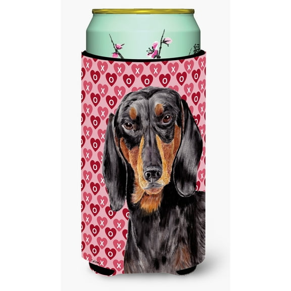 Dachshund Black Tan Hearts Love Valentines Day Tall Boy Hugger