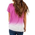 thumbnail image 4 of Women Knotted Hem Tie Dyed Short Sleeve Round Neck Gradient Color Tee Top, 4 of 6