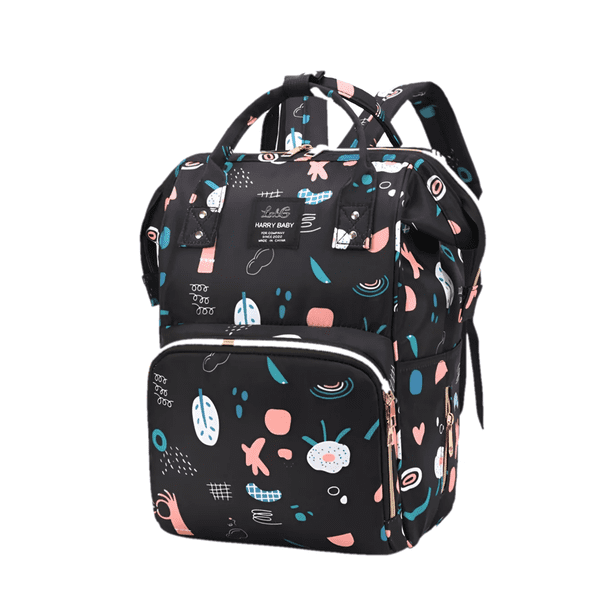 Pañalera Moderna Mochila Antirrobo Impermeable Gran Capacidad, Figuras Lab.G Negro