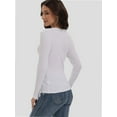 thumbnail image 3 of Womens Long Sleeve Stretch Crew neck T-Shirt Fitted Casual Basic Tops, 3 of 6