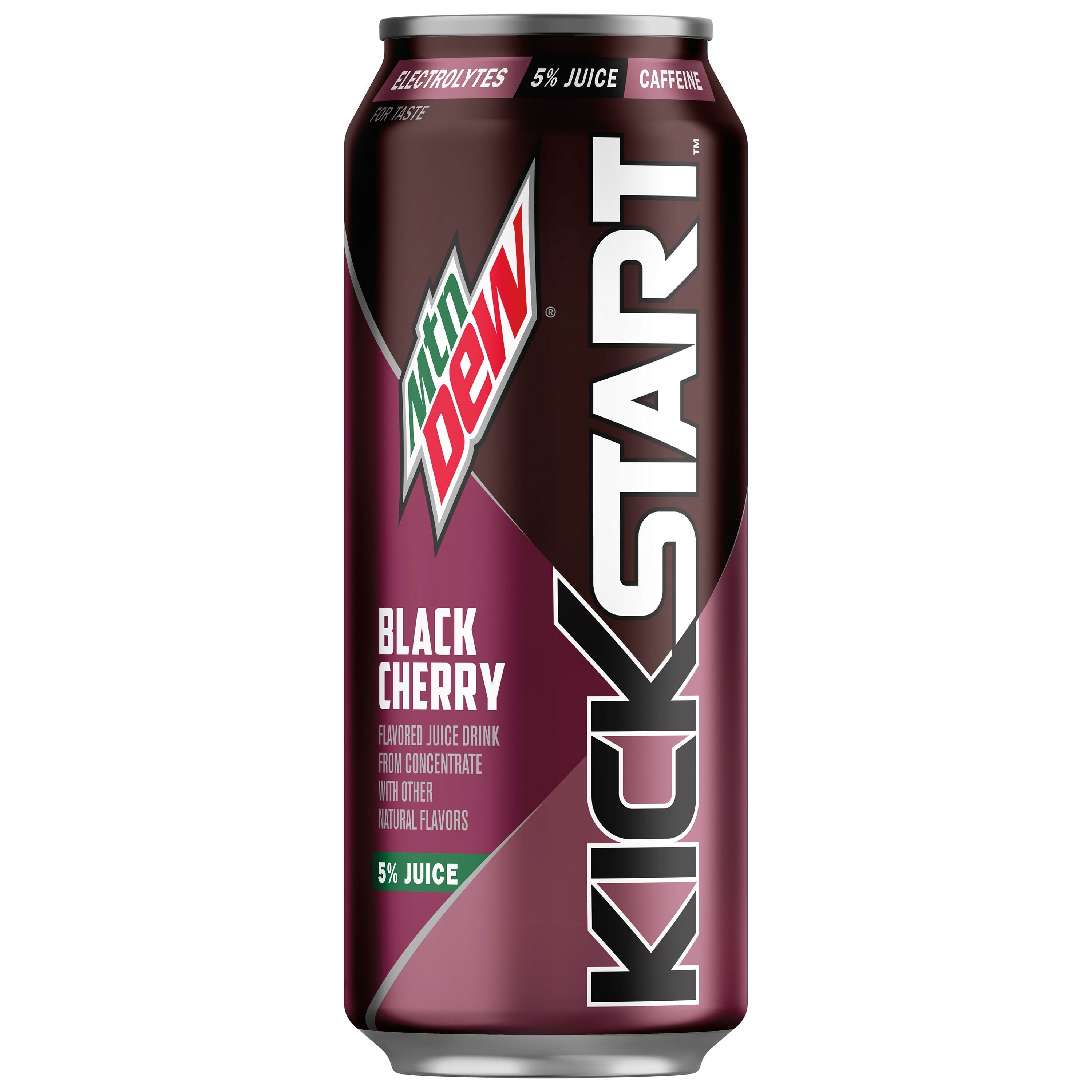 Mountain Dew Kickstart Sparkling Juice Beverage Energizing Black Cherry, 12 pack, 16 fl oz cans