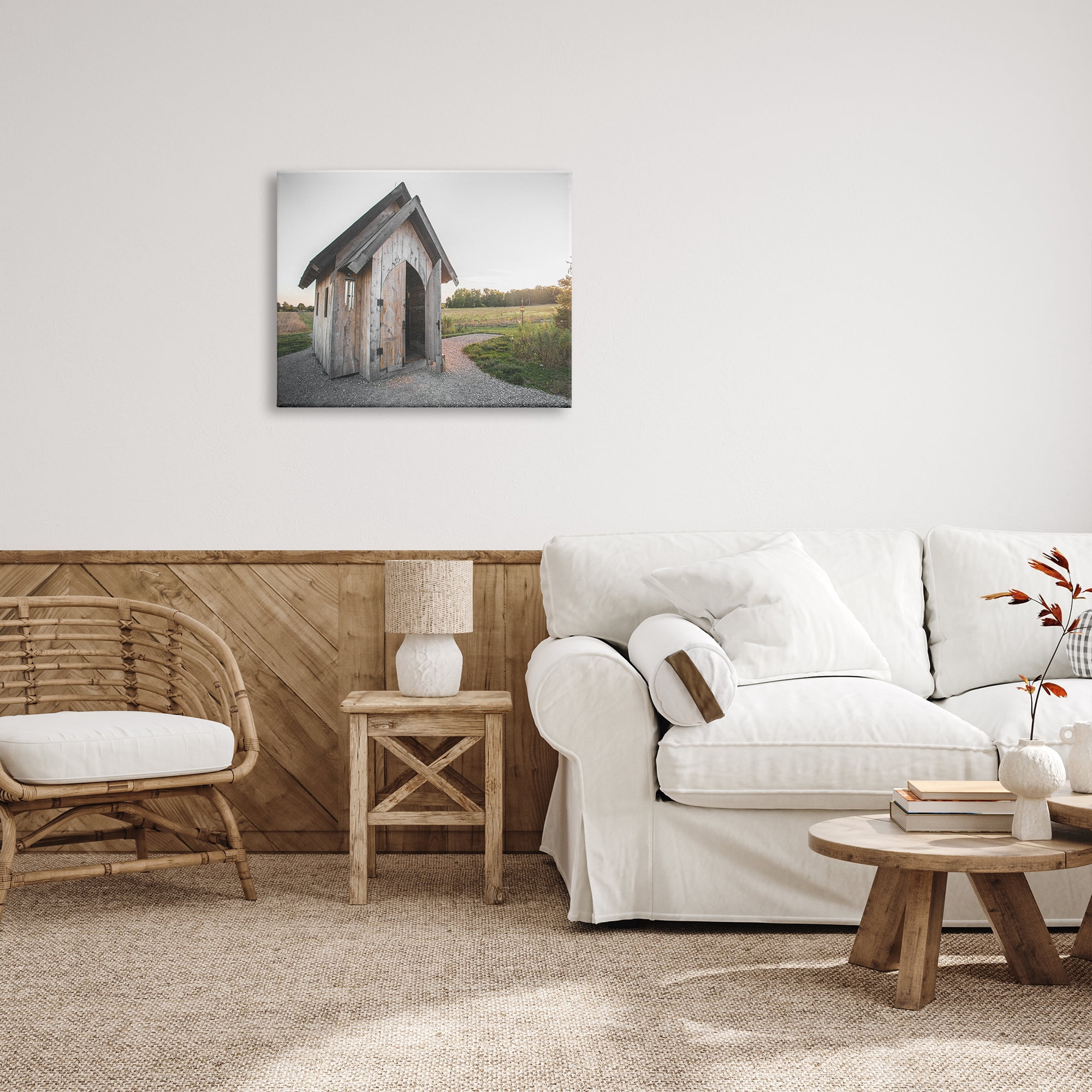 Stupell Industries Cabin at Sunset Nature Photography Gallery Wrapped Canvas Print Wall Art, 30 x 24