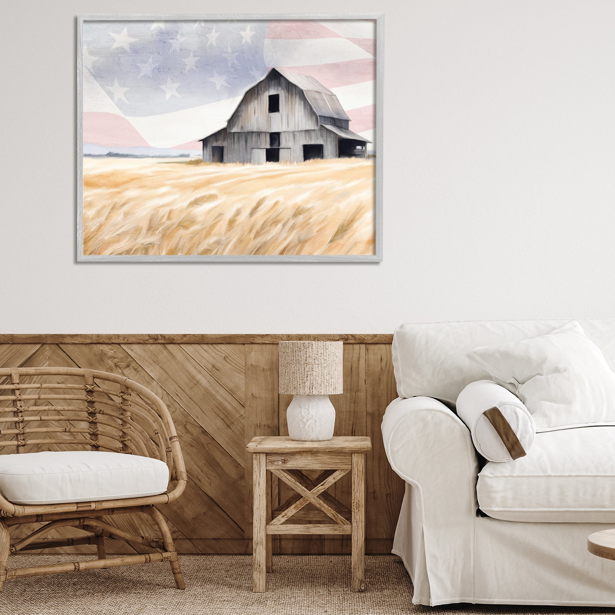 Stupell Industries Amber Waves of Farmland Gray Framed Giclee Art, design by Kim Allen