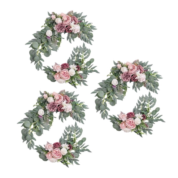 Guirnalda de flores artificiales para centro de mesa, decoración de pared, coche de boda o mesa 3 rosa púrpura