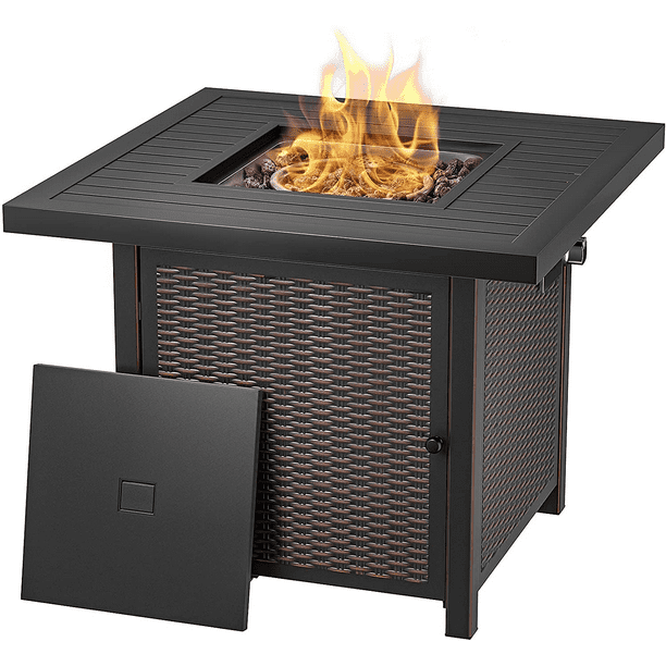 QOMOTOP 28inch Propane Fire Pit Table, 50,000 BTU AutoIgnition Gas