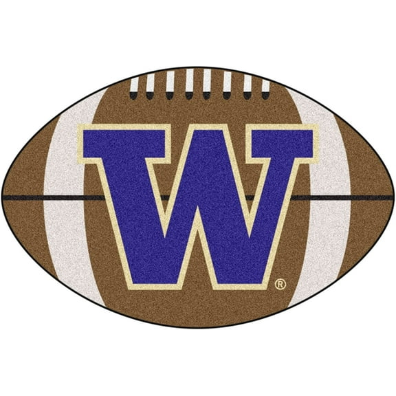 University of Washington Huskies Floor Mat Area Rug, 20x32 Inch, Non-Skid Backing, Football Design
