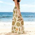 thumbnail image 6 of Women's Bohemian Chiffon Beach Pants Floral Printed Wide-Leg Trousers Sheer Flowy Palazzo Pants for Beach & Sun Protection,L,Beige, 6 of 6