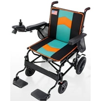 Foldable Electric Wheelchair for Adults, 500W, 22" Widest Seat, Quick-Detach Battery, All-Terrain Tires, Portable Motorized Wheelchair, Orange