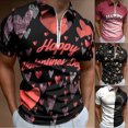thumbnail image 2 of YUEHUA Mens Valentine's Day Polo Shirts Quick Dry Short Sleeve Heart Print Golf T Shirt Performance Moisture Wicking Casual Workout, 2 of 7