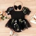 thumbnail image 5 of IBTOM CASTLE Newborn Toddler Baby Girls Fall Outfit Butterfly Romper Princess Dress with Headband 1st Birthday Cake Smash Clothes for Photo Shoot 0-3 Months Black Flower, 5 of 8
