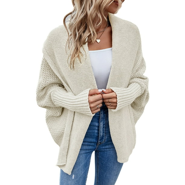 LUXUR Women Outwear Open Front Jacket Solid Color Cardigan Sweater