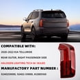 thumbnail image 2 of Dasbecan Rear Right Outer Side Halogen Tail Light For Kia Telluride 2020-2022 #92402S9000 92402-S9000 KI2805160, 2 of 8