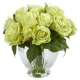 thumbnail image 2 of Nearly Natural 9 in. Rose Artificial Floral Arrangement in Elegant Glass Vase, 2 of 2
