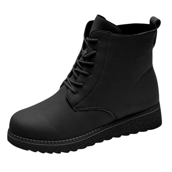 Tao Tao Women's Combat Ankle Boots Lace Up Lug Sole Fashion Booties Shoes Zipper Booties Black 37