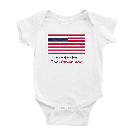 

Proud to Be Thai American Flag Cute Baby Bodysuits Newborn Clothes (White 18-24 Months)