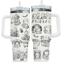 Halloween Gifts for Horror Movie Lover, Horror Friends 40 oz Tumbler with Handle, Scary Movie Characters Mug, Halloween Mug, Gifts for Horror Fans