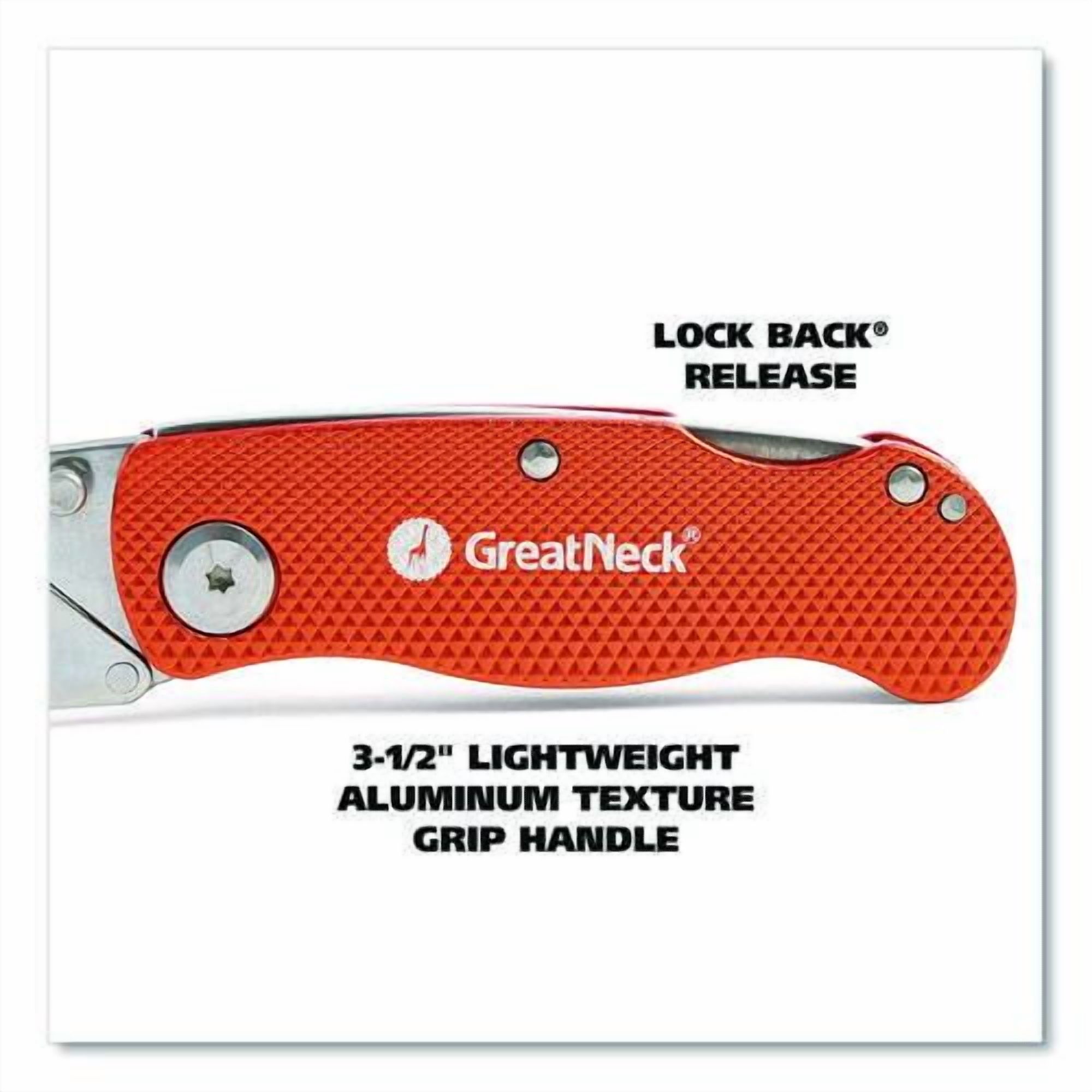 Quick Change Lock Back Utility Knife, 3.5" Aluminum Handle, Orange | Bundle of 2