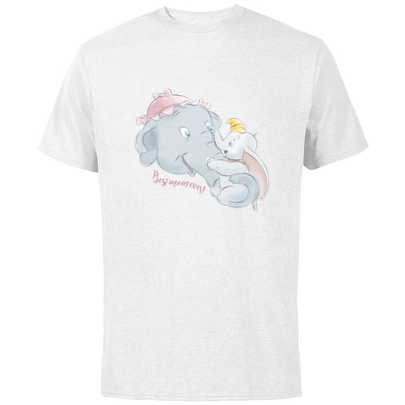 Disney Dumbo and Mother Best Mom Ever Birthday Mother’s Day - Short Sleeve Cotton T-Shirt for Adults - Customized-White