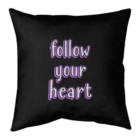 UPC: 0670507531699 | ArtVerse Quotes Follow Your Heart Quote Chalkboard Style Pillow-Faux Suede 16 x 16 Medium