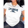 thumbnail image 1 of Letter Print Comfy T-Shirt, Round Neck Short Sleeve Sports Tee, Women's Activewear, 1 of 6