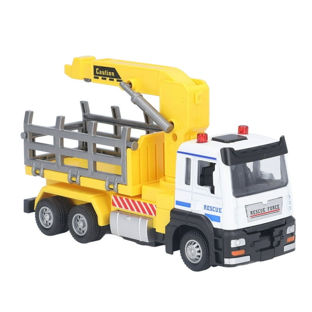Logging Truck Toy, Rubber Wheel Log Tractor Model 1:32 For Kids Yellow