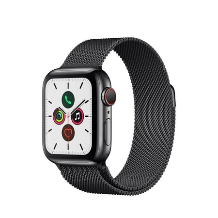 Apple Watch Series 5 GPS + Cellular, 40mm Space Black Stainless Steel Case with Space Black Milanese (Best Gps App For Iphone 5)
