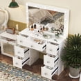 thumbnail image 2 of Caulitar White Vanity Table with LED Lighted Mirror, 3 Color Modes, 7 Drawer Modern Vanity Desk for Bedroom, 2 of 9