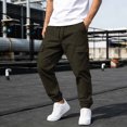 thumbnail image 2 of FRSASU Cargo Pants for Men Casual Cotton Drawstring Lightweight Relaxed Fit Hiking Work Pants Multi Pockets Green, 2 of 9