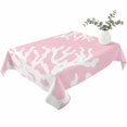 thumbnail image 2 of Coral Pink Table Cloth Waterproof Tablecloths, Coastal White Ocean Marine Nautical Beach Tablecloth Dining Table Cover for Kitchen Party Tabletop Outdoor, Rectangle Tablecloth 60x102 Inch, 2 of 9