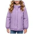 thumbnail image 4 of Kogui Toddler Fleece Lined Jacket Girls Fleece Lined Jacket Warm Windproof Hooded Zip Up Kids Winter Coat with Pockets Sizes 1-14Y (Light Purple,3-4 Years), 4 of 7