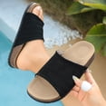 thumbnail image 4 of Slides for Women Cork Footbed Open Toe Mesh Sandals Summer Casual Flat Walking Shoes Comfortable Outdoor Slip on Slippers Black Size 8.5, 4 of 7