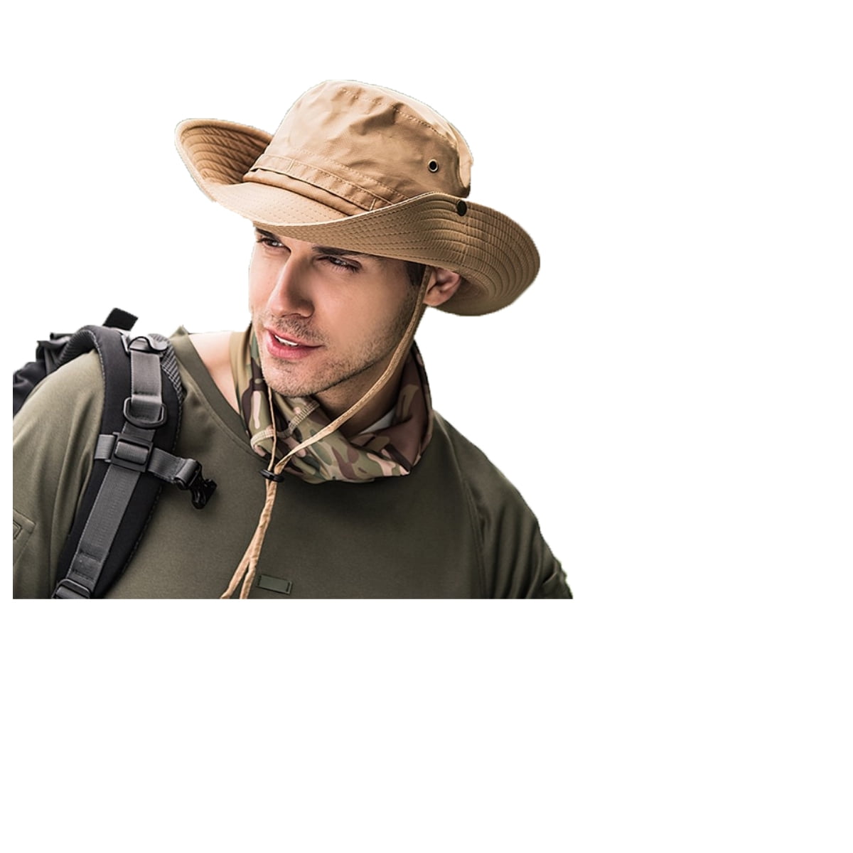 Men's Outdoor Sun Hat Bucket Fishing Hiking Cap Wide Brim UV Protection