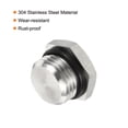 thumbnail image 4 of Uxcell M16x1.5 Male Plug Stainless Steel Thread Hex Head Socket Pipe Fitting with Sealing Rubber Ring 2 Pack, 4 of 5