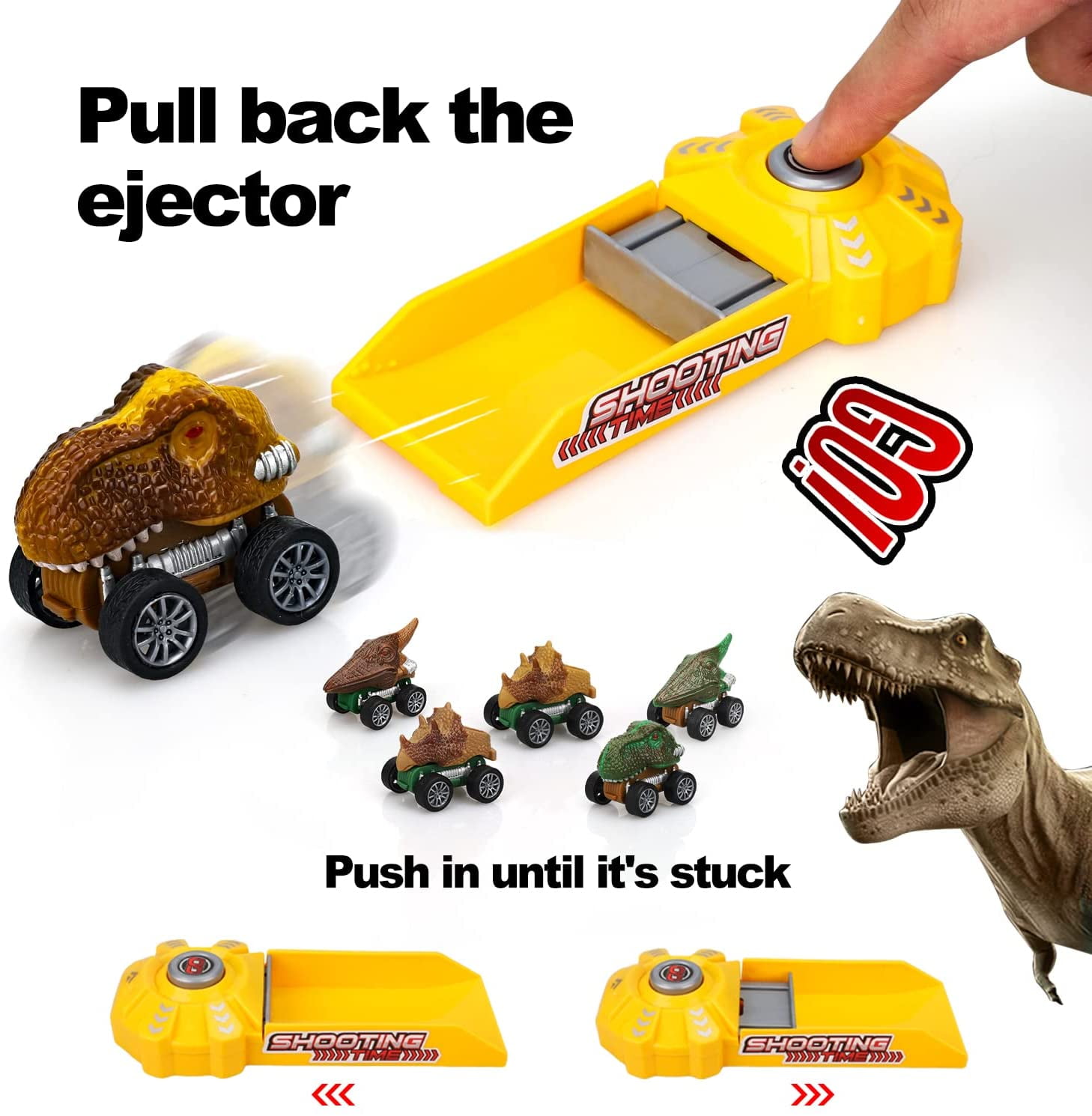 TOY Life Dinosaur Toy Truck for Kids 3 - 8 with Pull Back Car Toys, 9 in 1 Monster Truck for Boys and Girls, Dinosaur Transport Truck for Kids, Dinosaur Toys for Kids 3-7