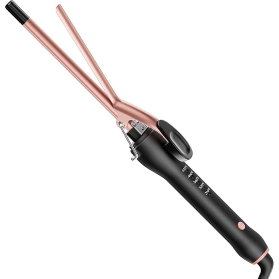 HCAH 3/8 Inch Small Barrel Ceramic Curling Iron for Short & Long Hair, Dual Voltage