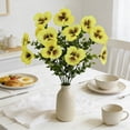 thumbnail image 6 of Artificial Flowers Pansies Eucalyptus Flowers Floral Arrangement Wedding Decor Living Room Decor Scene Decoration Art Floral Centerpiece Home Decor （Yellow）, 6 of 7