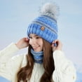 thumbnail image 5 of Wutalume Winter Hat and Scarf Set for Women, Fleece Lined Thick Knitted Beanie with Ear Muffs, Warm Two-Piece Set for Outdoor Activities,Blue, 5 of 8