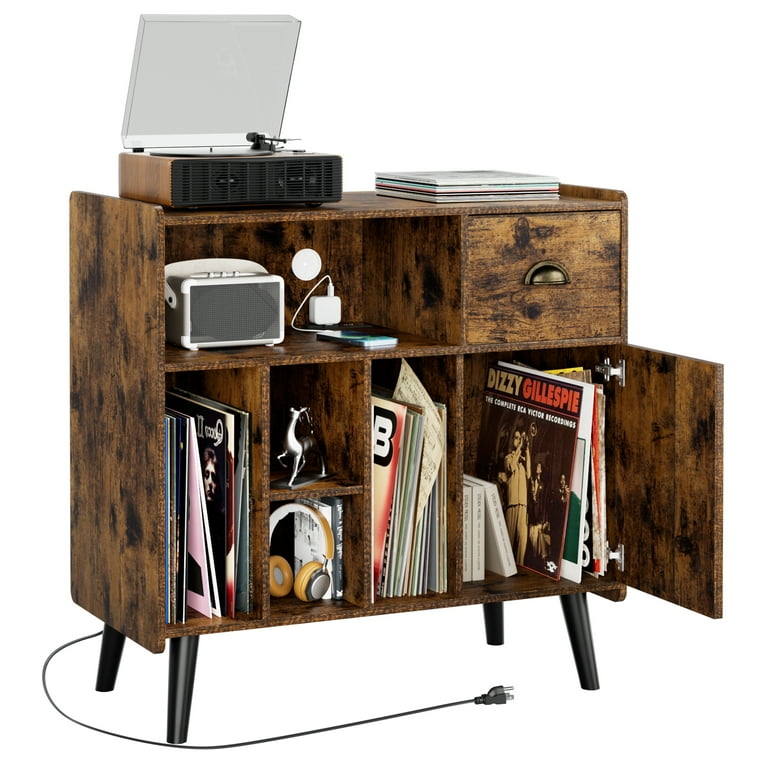 Luxmo Record Player Stand with Vinyl Storage, Vinyl Record