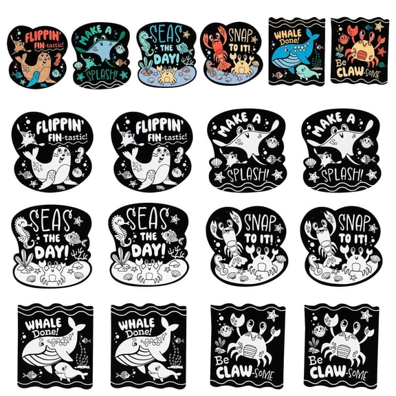 8 3/4" – 9" Color Your Own Beach Buddies Positive Animal Fuzzy Posters – 12 Pc.