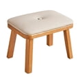 thumbnail image 2 of Tongina Padded Foot Stool Comfortable Soft Small Low Ottoman for Entryway Home Couch Beige Wooden Color, 2 of 8