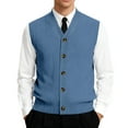 thumbnail image 2 of Men’s Button Down Sweater Vest Lightweight Knitted Plain V-Neck Sleeveless Cardigans, 2 of 7
