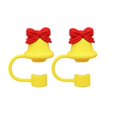 thumbnail image 2 of TidBay 2Pcs Christmas Silicone Straw Cap 10mm Reusable Dust-Proof Straw Topper for Cup Party Decor Santa Claus Snowman Elk Christmas Tree Bells Straw Tips Lids, 2 of 7