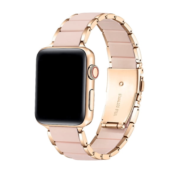 Posh Tech Wren Silicone Stainless Steel Replacement Apple Watch Band in Light Pink